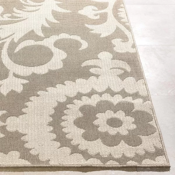 Alysia Cream and gray Indoor  Outdoor Area Rug 73 Square25 x 1110 Beige