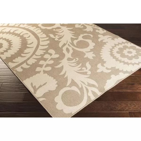 Alysia Cream and gray Indoor  Outdoor Area Rug 73 Square25 x 1110 Beige