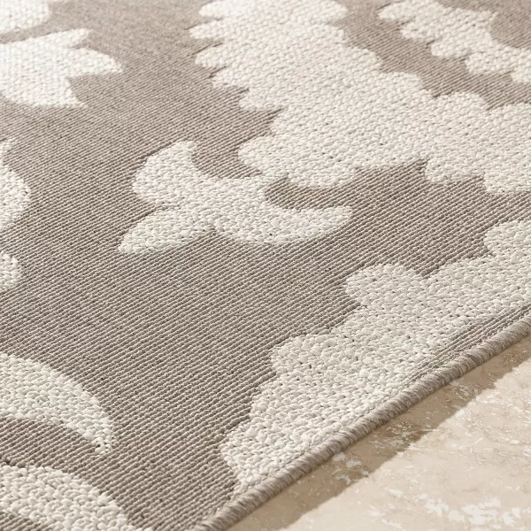 Alysia Cream and gray Indoor  Outdoor Area Rug 73 Square25 x 1110 Beige