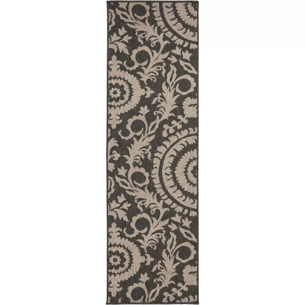 Alysia Cream and gray Indoor  Outdoor Area Rug 73 Square25 x 1110 Black amp Camel