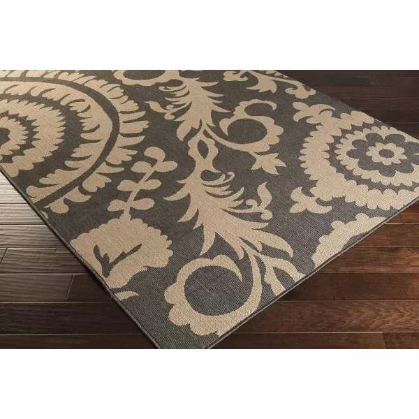 Alysia Cream and gray Indoor  Outdoor Area Rug 73 Square25 x 1110 Black amp Camel