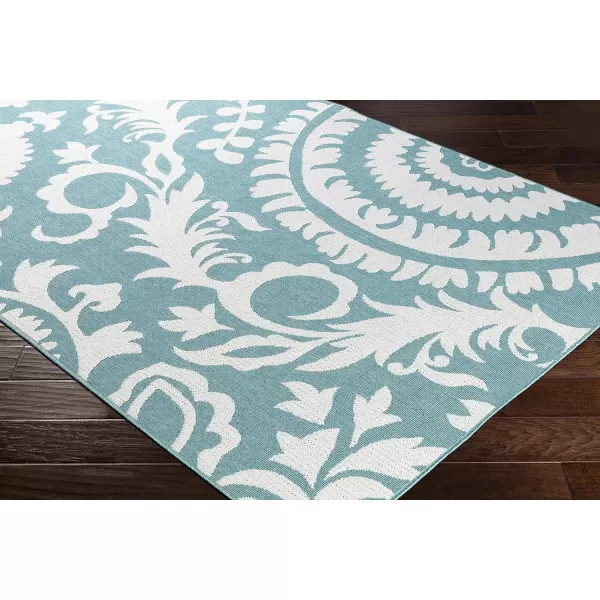 Alysia Cream and gray Indoor  Outdoor Area Rug 73 Square25 x 1110 Blue