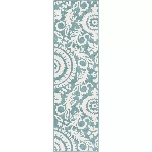 Alysia Cream and gray Indoor  Outdoor Area Rug 73 Square25 x 1110 Blue