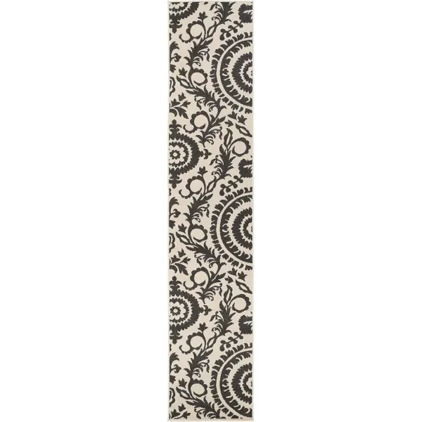 Alysia Cream and gray Indoor  Outdoor Area Rug 73 Square25 x 1110 Cream amp Black