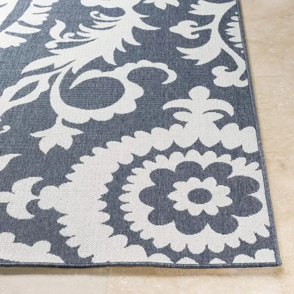 Alysia Cream and gray Indoor  Outdoor Area Rug 73 Square25 x 1110 Grey