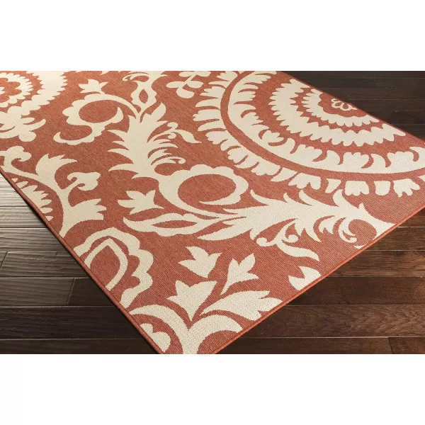 Alysia Cream and gray Indoor  Outdoor Area Rug 73 Square25 x 1110 Rust