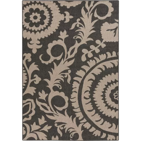 Alysia Cream and gray Indoor  Outdoor Area Rug 73 Square25 x 45 Black amp Camel