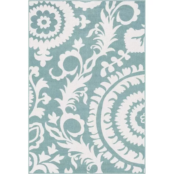 Alysia Cream and gray Indoor  Outdoor Area Rug 73 Square25 x 45 Blue