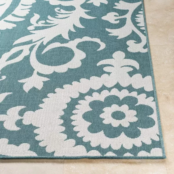 Alysia Cream and gray Indoor  Outdoor Area Rug 73 Square25 x 45 Blue