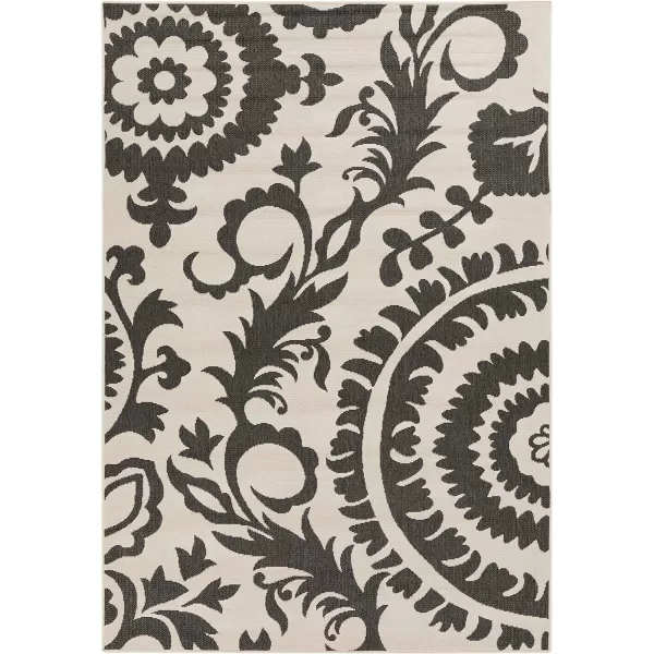 Alysia Cream and gray Indoor  Outdoor Area Rug 73 Square25 x 45 Cream amp Black