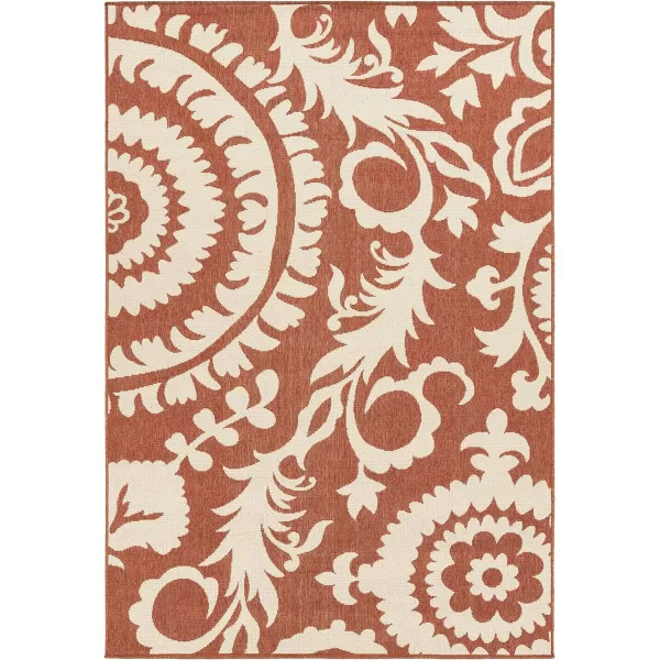 Alysia Cream and gray Indoor  Outdoor Area Rug 73 Square25 x 45 Rust