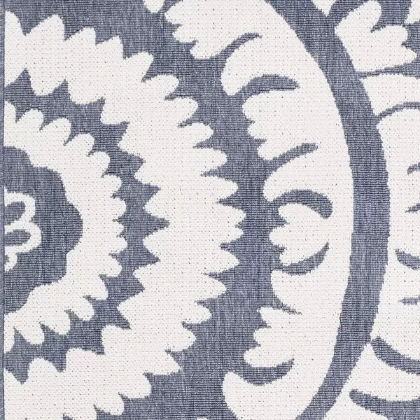 Alysia Cream and gray Indoor  Outdoor Area Rug 73 Square37 x 57 Navy