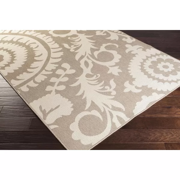 Alysia Cream and gray Indoor  Outdoor Area Rug 73 Square73 Round Beige