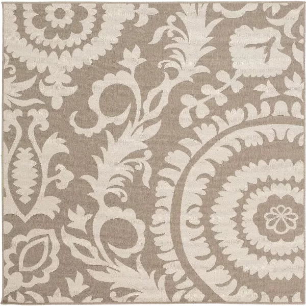 Alysia Cream and gray Indoor  Outdoor Area Rug 73 Square73 Square Beige