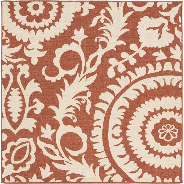 Alysia Cream and gray Indoor  Outdoor Area Rug 73 Square73 Square Rust