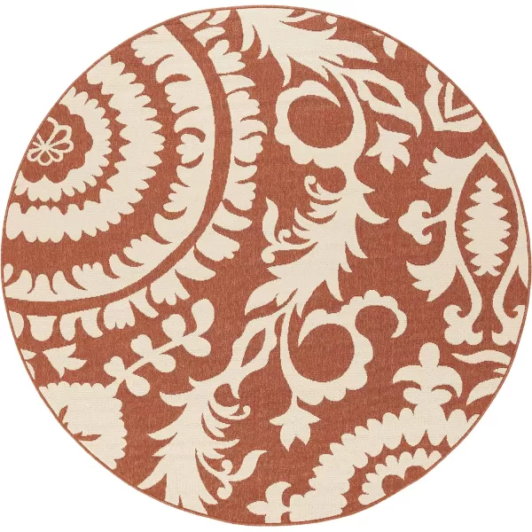 Alysia Cream and gray Indoor  Outdoor Area Rug 73 Square810 Round Rust