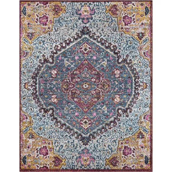 Anri MultiColored Updated Traditional Area Rug 710 x 103710 x 103 Blue Blue