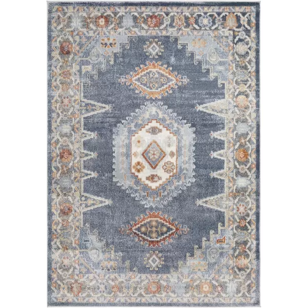 Artistic Weavers Amin Traditional Medallion Area Rug 53 x 7 OrangeDenim53 x 7 Denim