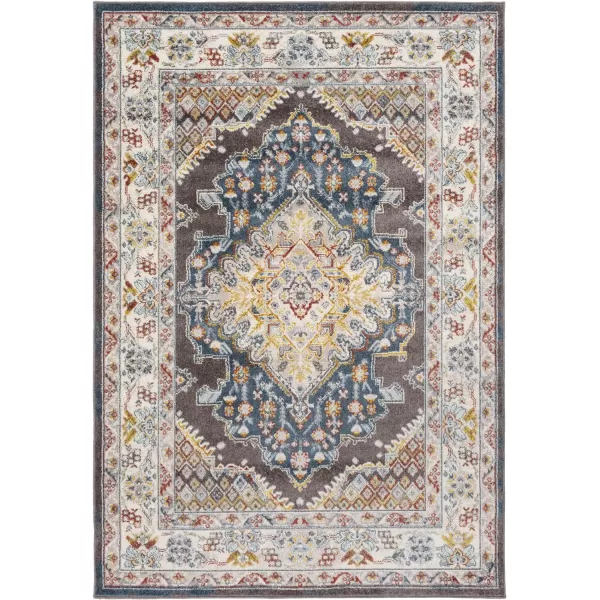 Artistic Weavers Anja Oriental Medallion Area Rug67 SquareGreyDark Brown 67 x 9