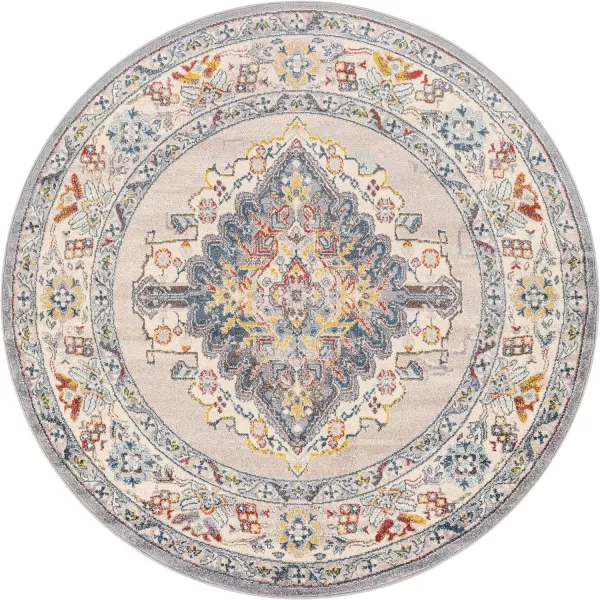 Artistic Weavers Anja Oriental Medallion Area Rug67 SquareGreyGrey 67 Round