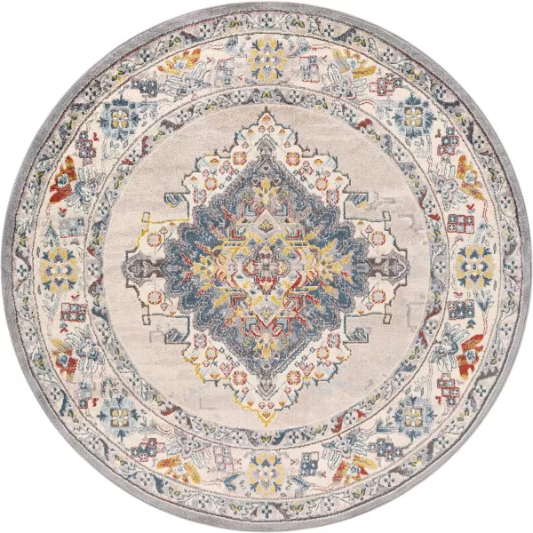 Artistic Weavers Anja Oriental Medallion Area Rug67 SquareGreyGrey 710 Round