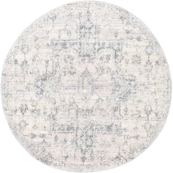 Artistic Weavers Ankara Area Rug 67 Round IvoryPale Blue 5 ft 3 in