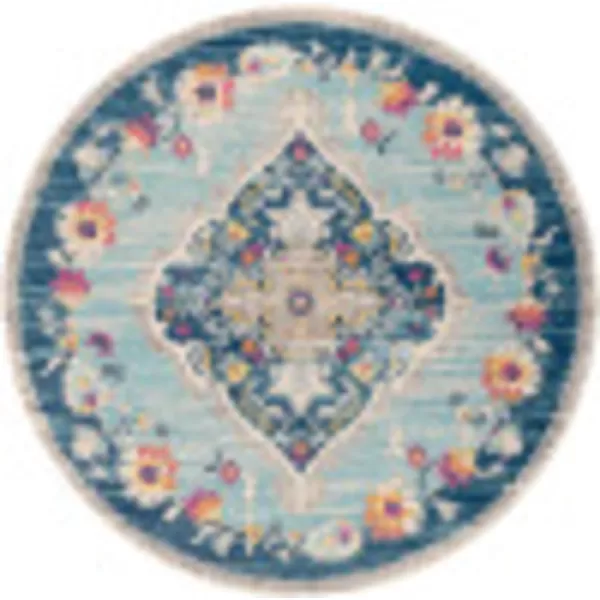 Artistic Weavers Antioch Vintage Oriental Area Rug53 x 71GreyRound Teal 6 ft 7 in