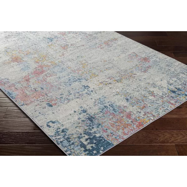 Artistic Weavers Arti Modern Abstract Area Rug67 SquareDark BlueAquaAquaCoral 53 Round