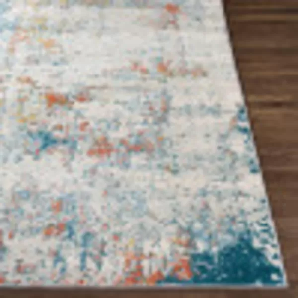 Artistic Weavers Arti Modern Abstract Area Rug67 SquareDark BlueAquaTealCoral 27 x 73