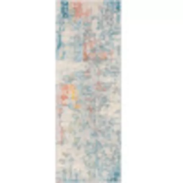 Artistic Weavers Arti Modern Abstract Area Rug67 SquareDark BlueAquaTealCoral 27 x 73