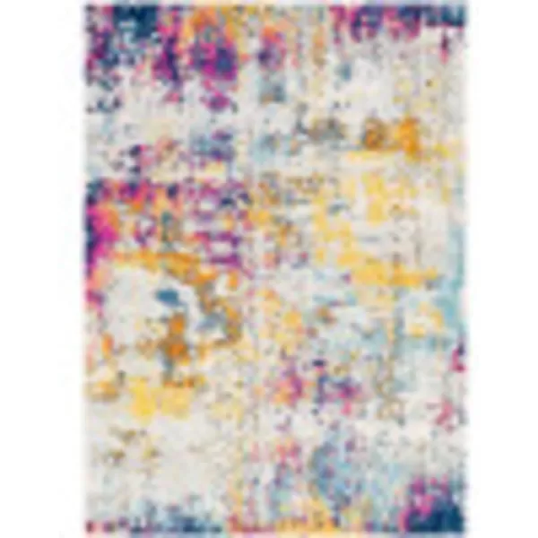 Artistic Weavers Arti Modern Abstract Area Rug67 SquareDark BlueAquaYellowPink 5 ft 3 in x 7 ft 3 in