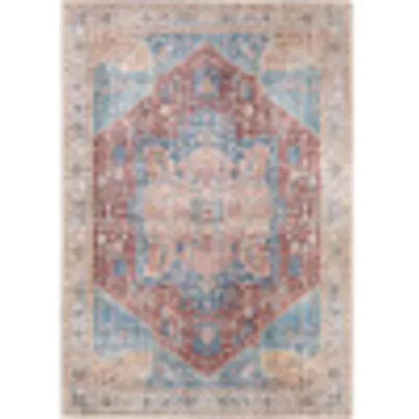 Artistic Weavers Audrey Vintage Medallion Washable Area Rug53 x 73PeachNavy2 x 211 Burnt OrangeDenim