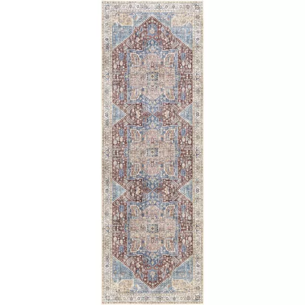 Artistic Weavers Audrey Vintage Medallion Washable Area Rug53 x 73PeachNavy27 x 710 Burnt OrangeDenim