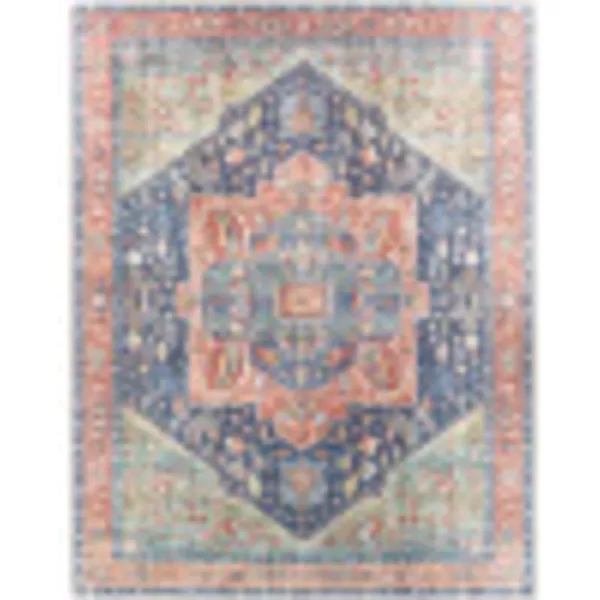 Artistic Weavers Audrey Vintage Medallion Washable Area Rug53 x 73PeachNavy710 x 102 PeachNavy