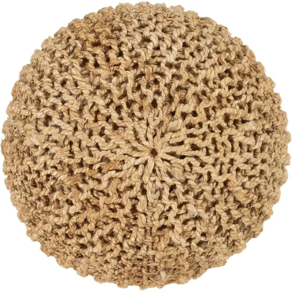 Artistic Weavers Berma Knitted Jute Round Pouf 14H x 20W x 20D SlateBeige