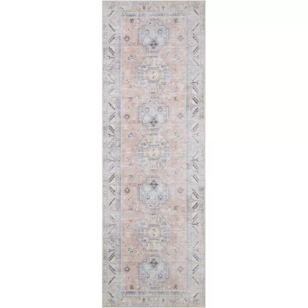 Artistic Weavers Caroline Vintage Bohemian Runner Area Rug 27 x 10 CamelSage27 x 10 BlushBright Blue