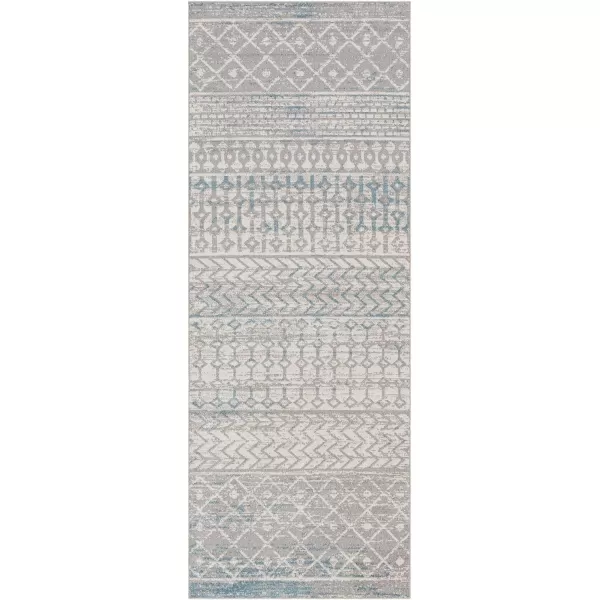 Artistic Weavers Chester Boho Moroccan Washable Area Rug 53 x 7 Light Grey27 x 73 BlueGrey