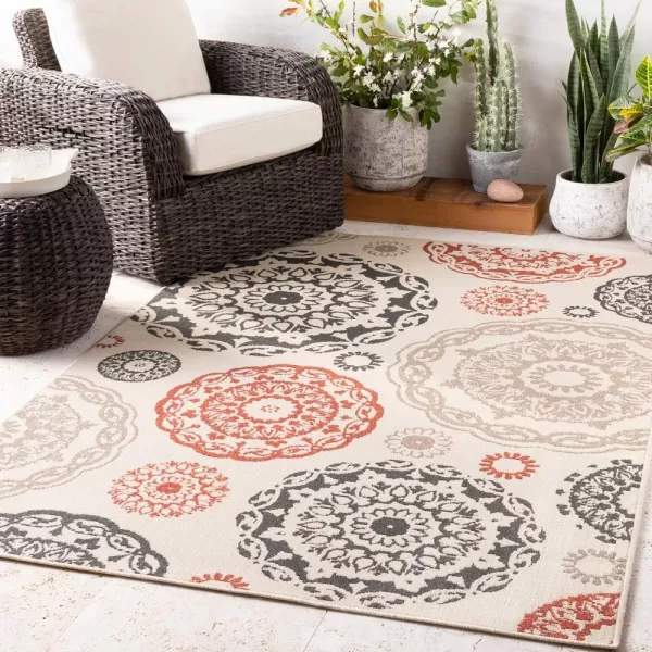 Artistic Weavers Danae Medallion Outdoor Area Rug810 SquareTealDenimBlack 25 x 45