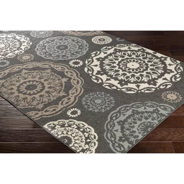 Artistic Weavers Danae Medallion Outdoor Area Rug810 SquareTealDenimBlackSeafoam 25 x 45