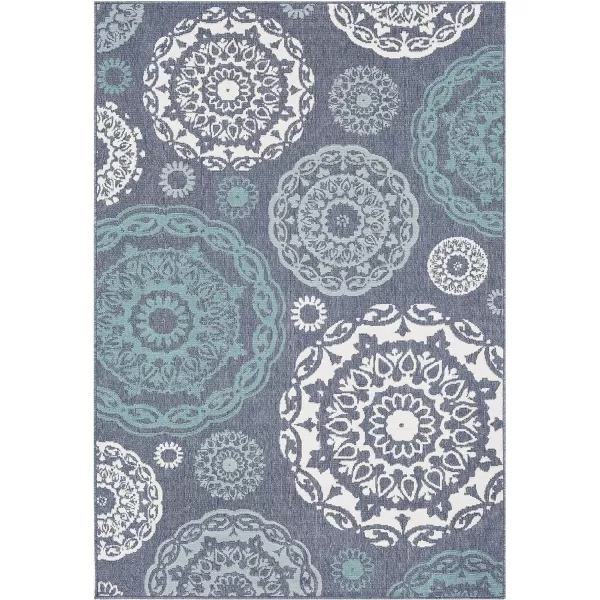 Artistic Weavers Danae Medallion Outdoor Area Rug810 SquareTealDenimBlue 73 x 106