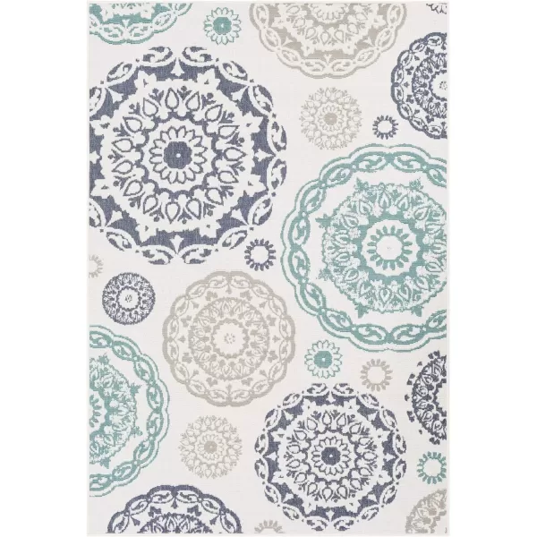 Artistic Weavers Danae Medallion Outdoor Area Rug810 SquareTealDenimTealDenim 73 x 106