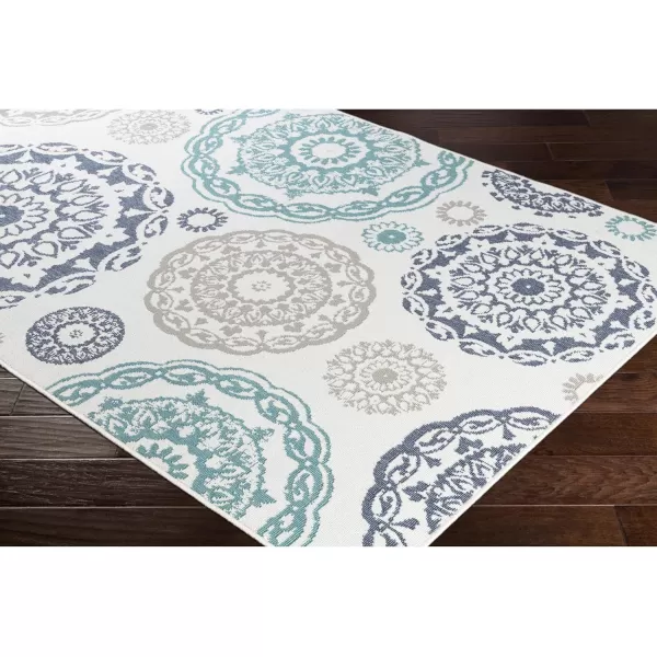 Artistic Weavers Danae Medallion Outdoor Area Rug810 SquareTealDenimTealDenim 73 x 106