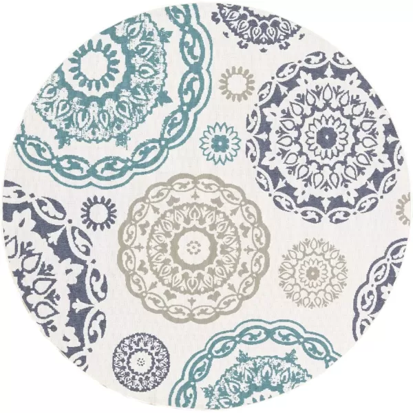 Artistic Weavers Danae Medallion Outdoor Area Rug810 SquareTealDenimTealDenim 810 Round