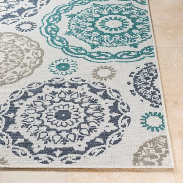 Artistic Weavers Danae Medallion Outdoor Area Rug810 SquareTealDenimTealDenim 810 Round