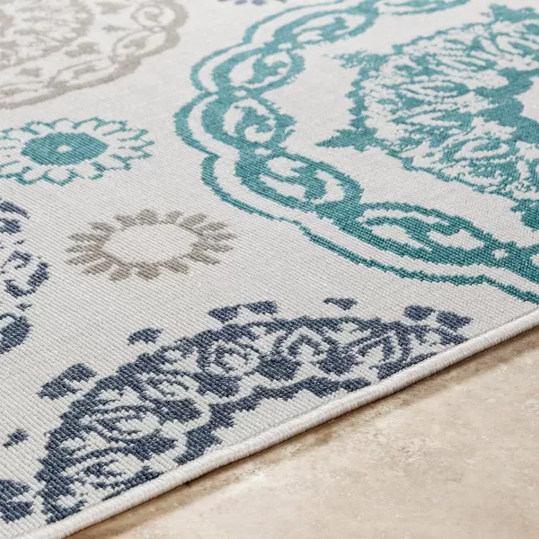 Artistic Weavers Danae Medallion Outdoor Area Rug810 SquareTealDenimTealDenim 810 Square