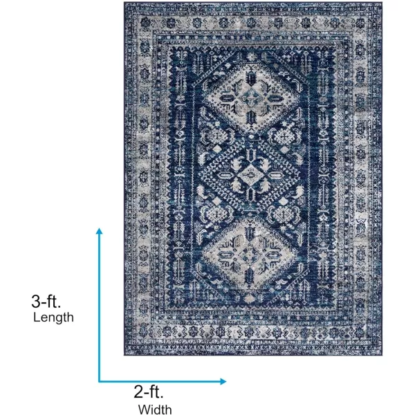 Artistic Weavers Desta Vintage Oriental Area Rug67 SquareBlueWhite2 x 3 Navy