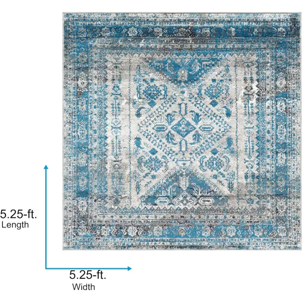 Artistic Weavers Desta Vintage Oriental Area Rug67 SquareBlueWhite53 Square BlueGrey