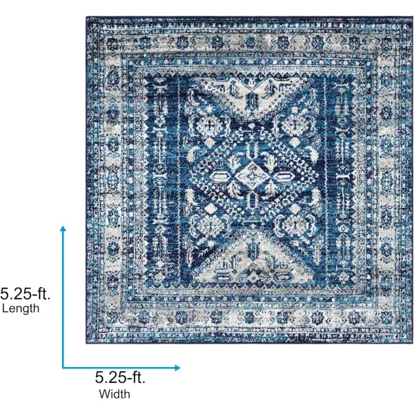 Artistic Weavers Desta Vintage Oriental Area Rug67 SquareBlueWhite53 Square Navy