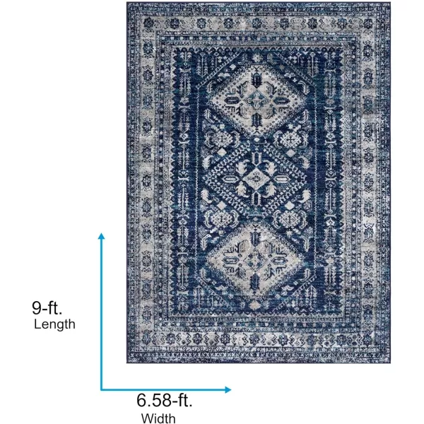 Artistic Weavers Desta Vintage Oriental Area Rug67 SquareBlueWhite67 x 9 Navy