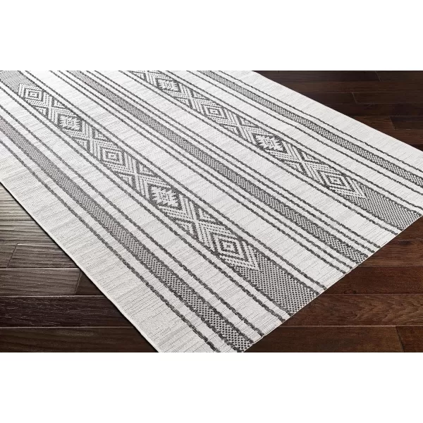 Artistic Weavers Esperanza Striped Outdoor Area RugBlackWhite 53 Round